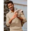 imagePJ PAUL JONES Mens Sweater V Neck Slim Fit Pullover Sweater Ribbed Textured Polo SweatersApricot