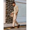 imagePJ PAUL JONES Mens Sweater V Neck Slim Fit Pullover Sweater Ribbed Textured Polo SweatersApricot