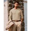 imagePJ PAUL JONES Mens Sweater V Neck Slim Fit Pullover Sweater Ribbed Textured Polo SweatersApricot