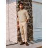 imagePJ PAUL JONES Mens Sweater V Neck Slim Fit Pullover Sweater Ribbed Textured Polo SweatersApricot