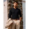 imagePJ PAUL JONES Mens Sweater V Neck Slim Fit Pullover Sweater Ribbed Textured Polo SweatersBlack