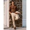 imagePJ PAUL JONES Mens Sweater V Neck Slim Fit Pullover Sweater Ribbed Textured Polo SweatersCoffee