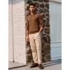 imagePJ PAUL JONES Mens Sweater V Neck Slim Fit Pullover Sweater Ribbed Textured Polo SweatersCoffee