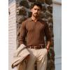 imagePJ PAUL JONES Mens Sweater V Neck Slim Fit Pullover Sweater Ribbed Textured Polo SweatersCoffee