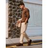 imagePJ PAUL JONES Mens Sweater V Neck Slim Fit Pullover Sweater Ribbed Textured Polo SweatersCoffee
