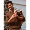 imagePJ PAUL JONES Mens Sweater V Neck Slim Fit Pullover Sweater Ribbed Textured Polo SweatersCoffee