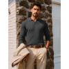 imagePJ PAUL JONES Mens Sweater V Neck Slim Fit Pullover Sweater Ribbed Textured Polo SweatersDark Grey