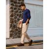 imagePJ PAUL JONES Mens Sweater V Neck Slim Fit Pullover Sweater Ribbed Textured Polo SweatersNavy Blue