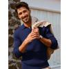 imagePJ PAUL JONES Mens Sweater V Neck Slim Fit Pullover Sweater Ribbed Textured Polo SweatersNavy Blue