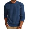 imagePJ PAUL JONES Mens Crew Neck Sweater Lightweight Cable Knitted Pullover SweatersGrey Blue