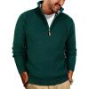 imagePJ PAUL JONES Mens Quarter Zip Pullover Sweaters Casual Knit Twill Texture SweaterGreen