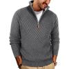 imagePJ PAUL JONES Mens Quarter Zip Pullover Sweaters Casual Knit Twill Texture SweaterGrey