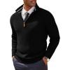imagePJ PAUL JONES Mens Quarter Zip Pullover Sweaters Casual Texture Mock Neck Polo SweaterBlack