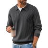 imagePJ PAUL JONES Mens Sweater V Neck Slim Fit Pullover Sweater Ribbed Textured Polo SweatersDark Grey