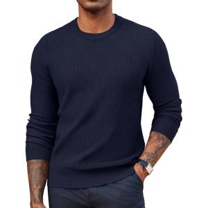 imagePJ PAUL JONES Mens Crewneck Sweaters Slim Fit Lightweight Knit Pullover Sweaters for CasualNavy Blue
