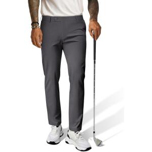 imagePJ PAUL JONES Mens Golf Pants 4Way Stretch Lightweight Work Casual Trousers Slim Fit Dress Pants with PocketsDark Greyd