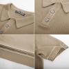 imagePJ PAUL JONES Mens Knit Polo Shirts Short Sleeve Textured Polo Shirts Sretchy Regular FitCamel