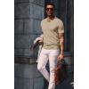 imagePJ PAUL JONES Mens Knit Polo Shirts Short Sleeve Textured Polo Shirts Sretchy Regular FitCamel