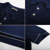 imagePJ PAUL JONES Mens Knit Polo Shirts Short Sleeve Textured Polo Shirts Sretchy Regular FitNavy Blue