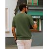 imagePJ PAUL JONES Mens Polo Shirts Short Sleeve V Neck Knit Textured Polo Knitted Golf ShirtArmy Green