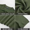imagePJ PAUL JONES Mens Polo Shirts Short Sleeve V Neck Knit Textured Polo Knitted Golf ShirtArmy Green