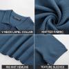 imagePJ PAUL JONES Mens Polo Shirts Short Sleeve V Neck Knit Textured Polo Knitted Golf ShirtBlue