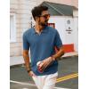 imagePJ PAUL JONES Mens Polo Shirts Short Sleeve V Neck Knit Textured Polo Knitted Golf ShirtBlue
