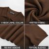 imagePJ PAUL JONES Mens Polo Shirts Short Sleeve V Neck Knit Textured Polo Knitted Golf ShirtCoffee