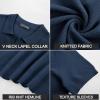 imagePJ PAUL JONES Mens Polo Shirts Short Sleeve V Neck Knit Textured Polo Knitted Golf ShirtRoyal Blue
