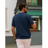 imagePJ PAUL JONES Mens Polo Shirts Short Sleeve V Neck Knit Textured Polo Knitted Golf ShirtRoyal Blue