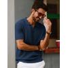imagePJ PAUL JONES Mens Polo Shirts Short Sleeve V Neck Knit Textured Polo Knitted Golf ShirtRoyal Blue