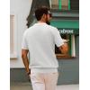 imagePJ PAUL JONES Mens Polo Shirts Short Sleeve V Neck Knit Textured Polo Knitted Golf ShirtWhite