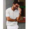 imagePJ PAUL JONES Mens Polo Shirts Short Sleeve V Neck Knit Textured Polo Knitted Golf ShirtWhite