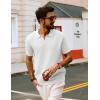 imagePJ PAUL JONES Mens Polo Shirts Short Sleeve V Neck Knit Textured Polo Knitted Golf ShirtWhite