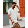 imagePJ PAUL JONES Mens Polo Shirts Short Sleeve V Neck Knit Textured Polo Knitted Golf ShirtWhite