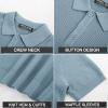 imagePJ PAUL JONES Polo Shirts for Men Short Sleeve Knit Waffle Texture Casual Dress Polo Golf ShirtBlue