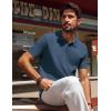 imagePJ PAUL JONES Polo Shirts for Men Short Sleeve Knit Waffle Texture Casual Dress Polo Golf ShirtDark Blue