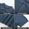 imagePJ PAUL JONES Polo Shirts for Men Short Sleeve Knit Waffle Texture Casual Dress Polo Golf ShirtDark Blue