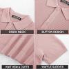 imagePJ PAUL JONES Polo Shirts for Men Short Sleeve Knit Waffle Texture Casual Dress Polo Golf ShirtPink