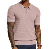 imagePJ PAUL JONES Mens Knit Polo Shirts Short Sleeve Textured Polo Shirts Sretchy Regular FitDusty Pink
