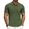 imagePJ PAUL JONES Polo Shirts for Men Short Sleeve Knit Waffle Texture Casual Dress Polo Golf ShirtArmy Green
