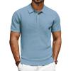 imagePJ PAUL JONES Polo Shirts for Men Short Sleeve Knit Waffle Texture Casual Dress Polo Golf ShirtBlue