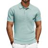 imagePJ PAUL JONES Polo Shirts for Men Short Sleeve Knit Waffle Texture Casual Dress Polo Golf ShirtLight Green