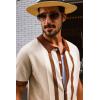 imagePJ PAUL JONES Mens Polo Shirts Vintage Striped Button Down Knitted Golf ShirtsApricotvintage