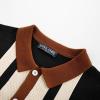 imagePJ PAUL JONES Mens Polo Shirts Vintage Striped Button Down Knitted Golf ShirtsBlackvintage