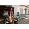 imagePJ PAUL JONES Mens Polo Shirts Vintage Striped Button Down Knitted Golf ShirtsBlackvintage