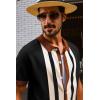 imagePJ PAUL JONES Mens Polo Shirts Vintage Striped Button Down Knitted Golf ShirtsBlackvintage