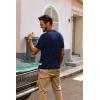 imagePJ PAUL JONES Mens Polo Shirts Vintage Striped Button Down Knitted Golf ShirtsDark Bluevintage