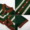 imagePJ PAUL JONES Mens Polo Shirts Vintage Striped Button Down Knitted Golf ShirtsDark Greenvintage