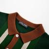 imagePJ PAUL JONES Mens Polo Shirts Vintage Striped Button Down Knitted Golf ShirtsDark Greenvintage